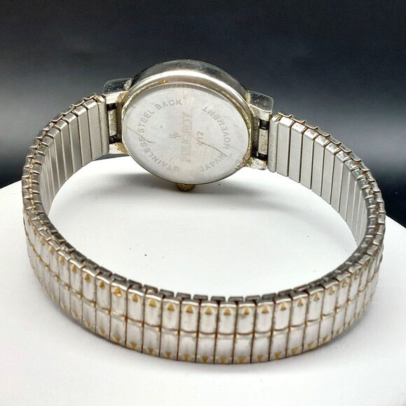 Peugeot Ladies Two-Tone Quartz Watch Japan Movt Stretch Band Runs Great - Picture 5 of 7